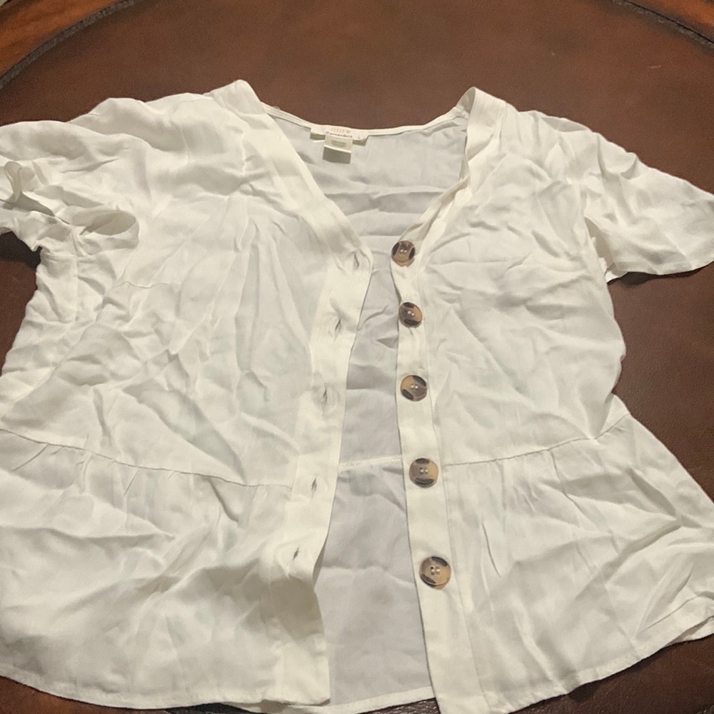 White button down peplum top